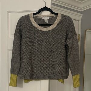 Design History Gray Sweater with Yellow Trim